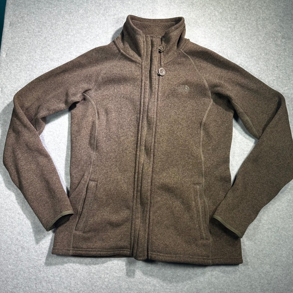 The North Face Women Brown Crescent Full Zip Sweater Fleece Jacket Large